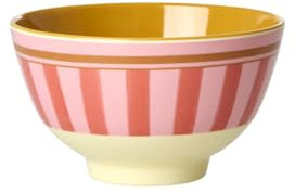 ReWu Rice Schüssel Schale Klein - Rote Streifen - Geschirr Melamingeschirr Kindergeschirr Kinder Camping BBQ Picknick Bruchsicher BPA-frei Wiederverwendbar 300ml