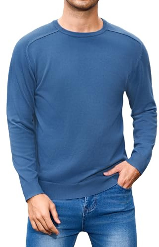 iClosam Maglione Girocollo Invernale da Uomo,Maglioni Morbido e Caldo in Misto Cotone a Maniche Lunghe, Maglia Basic Tinta Unita, Comodo Pullover da Uomo per Tutti i Giorni