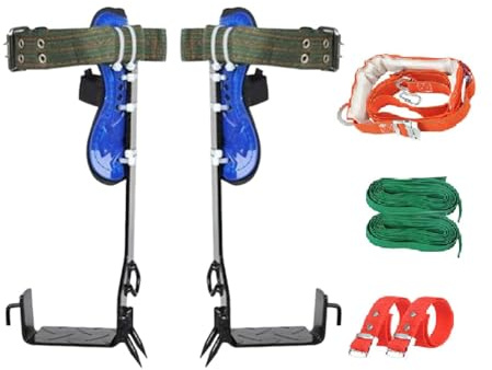 Kit de picos de escalada de árboles con arnés y cuerda, pedal ancho ajustable, equipo de protección contra caídas para troncos, poda y deportes de escalada, sin cuerda segura