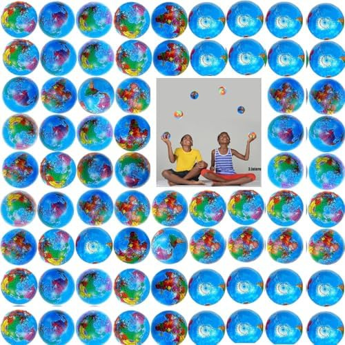 5-60 Stück Antistressball Weltkugel,5CM Stressball Globus Klein,Anti Stress Bälle,Anti Stress Spielzeug Bälle,Mini Globus Kinder Stressball für Kinder Erwachsene (Earth Ball 5.1 cm, 50)