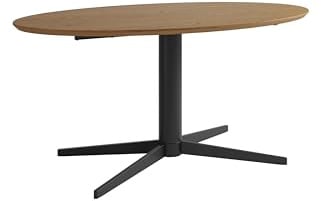 Schöner Wohnen Kollektion Esstisch FEVIK/Tischplatte in Eichefarbig Tobacco, Gestell in schwarz/Schweizer Kante/Stativfuß/Echtholzfurnier/Esszimmertisch/Küchentisch / 160 x 90, H 76 cm