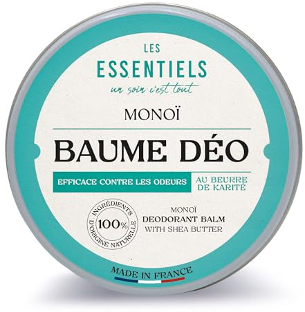 LES ESSENTIELS Natürliche Deocreme Monoï - Deo für Frauen & Männer, Vegan ohne Aluminium, ohne Alkohol, Deodorant mit Sheabutter, Babassu & Jojoba, Made in France, 50g