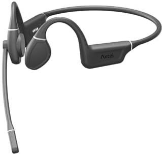 Axtel Aura Pro Knochenleitungs-Bluetooth-Headset, offenes Ohr für Bewusstsein, ENC-Mikrofon zur Geräuschreduktion, Dual-Device, Teams-kompatibel, IPX5 schweißfest