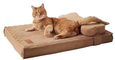 VEEL PET Lit Orthopédique pour Chat Lavable Imperméable(Small)