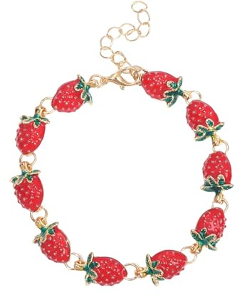 Latemeia Skurriles Erdbeer-Charm-Armband, süßes 2000er-Jahre-Schmuckaccessoire für Frauen, perfekt für den Alltag, zu Hause verwendet