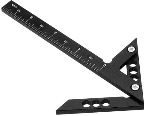 QUARKZMAN Zentrumsfinder Zentrierwinkel 45 Grad mit 90mm Skala Schwarz | Mittenfinder aus Aluminiumlegierung, Zentrierlineal Imperiale, Präzisionsmesswerkzeug für Holzhandwerk, Messen, Zeichnen