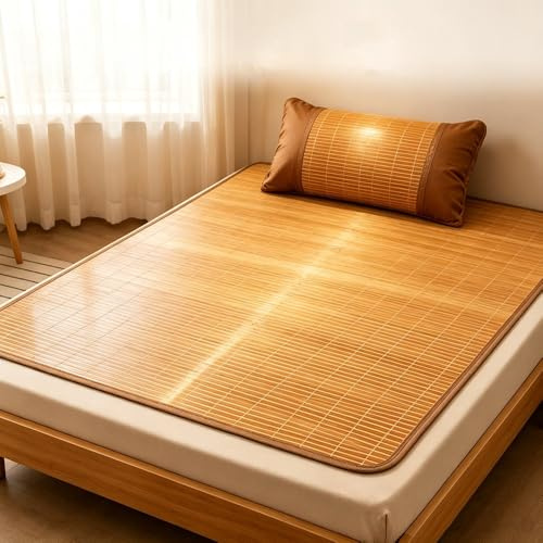 Saison D'été Matelas Bambou - Tapis De Sol Respirant À Refroidissement Nattes De Couchage D'été - Tapis De Bambou Pour Dormir Lit Simple - Pour Le Salon, Le Couloir, La Cuisine Ou Le Bureau(80x190cm)