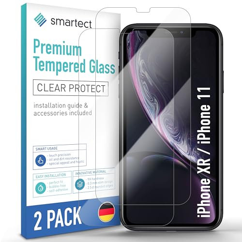 smartect Schutzglas [2 Stück, Klar] kompatibel mit iPhone XR/iPhone 11, HD Schutzfolie Anti-Kratzer, Blasenfrei, 9H Härte, 0.3 mm Ultra-klar, Ultrabeständig