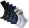 DANISH ENDURANCE Performance Crew Cycling Socks, Cushioned Bike Socks, for Men & Women, Unisex, 3 or 5 Pack, Multicolour: 1 x Stripes, 1 x Black, 1 x Blue, 3-5