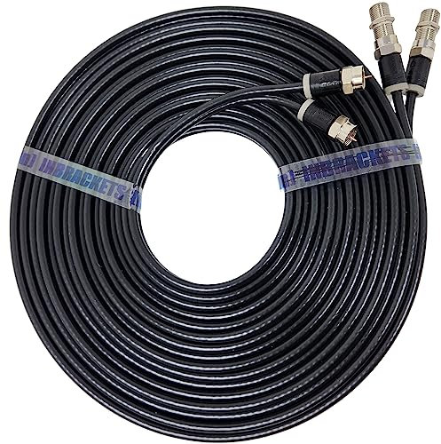 Twin Satellite Shotgun Coax Cable Extension Kit with Pre Fitted Professional Compression F Connectors for Sky Q | Sky HD | Sky+ | Freesat | By Inbrackets (1 Metre, Black)