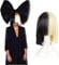 Queentas Demi Blonde Noir 2 Tone couleur Court Droite Bob Perruque Synthétique Complet Perruques Cosplay Perruques pour Femmes Filles…