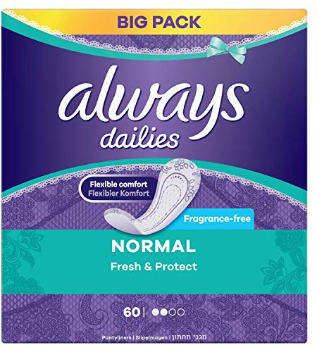 Always Dailies Normale Frische & Protect Slipper 60 Stück, atmungsaktiv, flexibel und komfortabel und hat einen absorbierenden Kern