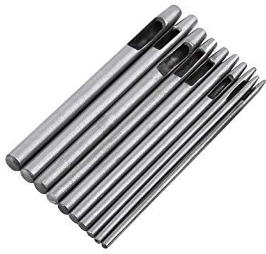 Perforadores de cuero de 10 piezas, juego de perforadores de cuero de 0,5 mm a 5 mm, Sacabocados de golpe perforadores redondos para correas de reloj de cuero, cinturones de correa, papel de lona