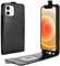 XZDWH For iPhone 12 Mini Case, Slim Vertical Flip Folio Phone Case PU Leather Protective Cover Magnetic Closure Shell with Card Slot For iPhone 12 Mini Phone case (Black)