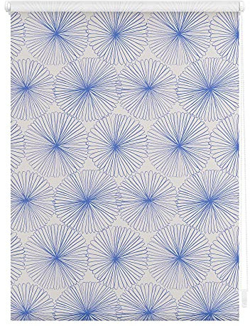 Lichtblick Klemmfix Tageslicht-Rollo mit Motiv, ohne Bohren, Blickdicht, Seitenzugrollo, Made in Germany, Julia Schumacher Flower Wheel - Blau 120 cm x 150 cm (B x L)