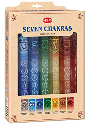 Hem Seven Chakras, 7 Chakren Räucherstäbchen, 7x20 Sticks (140 Stück), 23cm, Brenndauer 40min