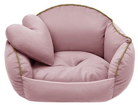 Salla Bett für Hunde & Katzen, Waschbares Hundebett, Kuschelbett für Haustiere, Flauschig & Kuschlig, Haustierbett, Kuschelkörbchen mit Kissen, Herzkissen mit Katzenbett, Rosa, 75 x 65 cm