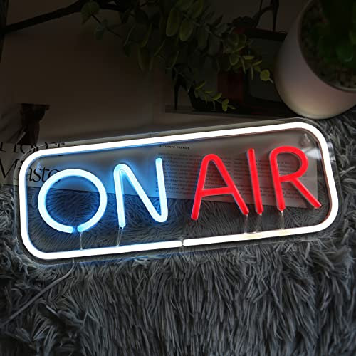 ON AIR Panneau néon LED décoratif lumineux pour radio, télévision, vidéo, podcast, fête, chambre à coucher, club, 40,6 x 15,2 cm avec câble USB 5 V ON/OFF 2 m (multicolore)