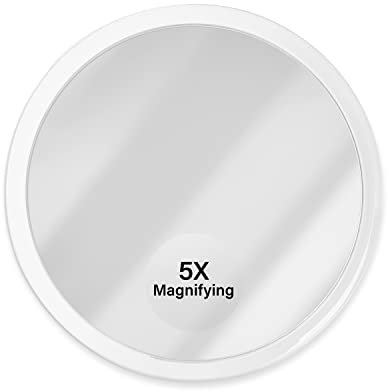 Jumbl Espejo de Aumento de 15 cm 5X con Ventosa, Espejo Maquillaje Compacto para Baño, Ducha, Belleza y Cuidado de la Piel, Depilación de Cejas y Pinzas