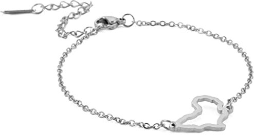 UNIFT Afrika Karte Armband Für Frauen Edelstahl Hollow Out Charm Armband Einstellbar Afrika Karte Kontinent Jeweller (Silber 2)