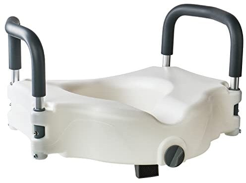 GOVITA - Rialzo WC con braccioli e Coperchio, Universale, per Anziani e Disabili, Sollevatore WC per Bagno, Sedile Ergonomico, Facile da Pulire (S/N COPERCHIO - H.12cm)