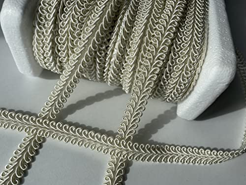 Viskose, geflochtene Kordel, Textilbesatz, Heimdekoration, Kissen, Vorhänge, Besatz für Vorhänge, 10 mm breit, jede Länge (Meterware) – Ecru Creme
