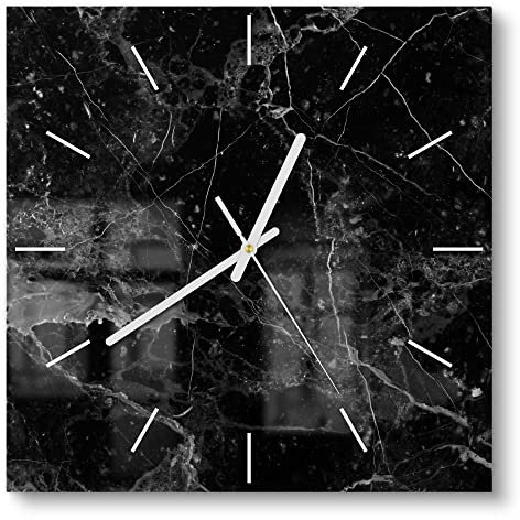 DEQORI Glasuhr | 30x30 cm | Motiv Marmorplatte nah | ausgefallene leise Design Uhr aus Glas | Wanduhr für Wohnzimmer & Küche | Moderne Hingucker Uhr für die Wand