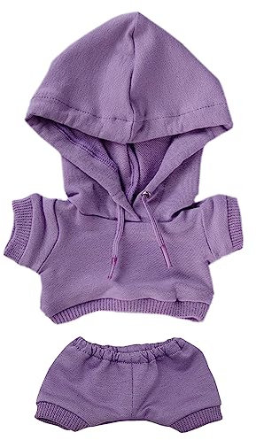 niannyyhouse 20cm Plüsch Puppe Kleidung Elastische Solide Sportbekleidung Anzüge Hoodie Hosen Weiche Gefüllte Plüschtier Dress Up Zubehör (Lila, 20cm)