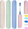 QHFlashbuy Portatile Custodia Spazzolino,4 Pezzi Custodia per Spazzolino Denti con 5 Copritesta per Spazzolino,Viaggio Porta Spazzolino Adatto per Viaggi in Famiglia