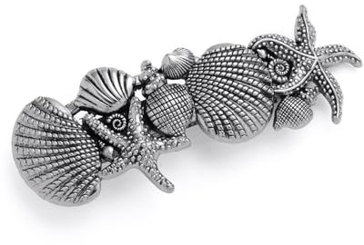 Dreamtimes Pinza para el pelo de estrella de mar horquillas estrella de mar accesorios para el cabello de perlas de concha accesorios para el cabello vintage (plata)