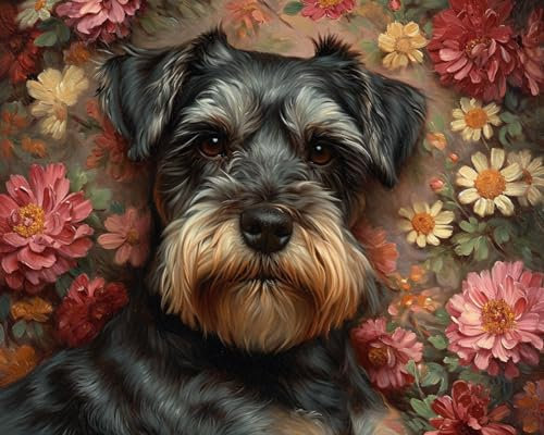 Kreuzstich-Stempel-Set, Schnauzer in einer Hundehütte, Stickerei, Basteln, Nadelspitzen-Set, Anfänger-Starter-Kits, DIY-Geschenke, 11 Ct, 3 Stränge, 40,6 x 50,8 cm