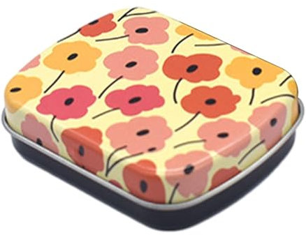 Small Tin Box Mini Tin Box with Lid Candy Box Empty Storage Box Storage Container for Candy Drawing Pin Trinket Candle Making, Yellow Flower