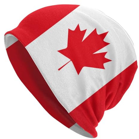 Melbrakin Canada Flag Beanie Hat Knit Cap Fisherman Beanie Cap Knitted Hats Slouchy Skull Caps Headwear for Women Men