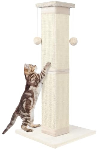 SOCATER Cat Scratching Post 33 Inch Nature Sisal Cat Scratch Post for Indoor Cats, Large Cat Scratcher Protect Your Furniture, for All Breeds