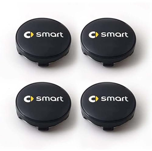 VODHXA 4 Stück Auto Rad Nabenkappen für Smart 450 451 454 453 Fortwo Forfour 60MM, Radmittenabdeckung Zierleisten Wasserdicht Radnabendeckel Stark und Robust Nabenkappe für Auto