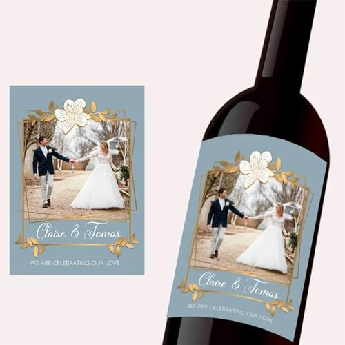 Lot de 20 étiquettes de vin personnalisées pour bouteilles de mariage, étiquettes de vin personnalisées pour bouteilles, champagne personnalisées (2,9 x 12,7 cm)