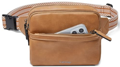 LATMAP 3L Bauchtasche Damen, Sling Bag Bumbags for Ladies Kleine PU Leder Fanny Pack Brusttasche Diebstahlsicher