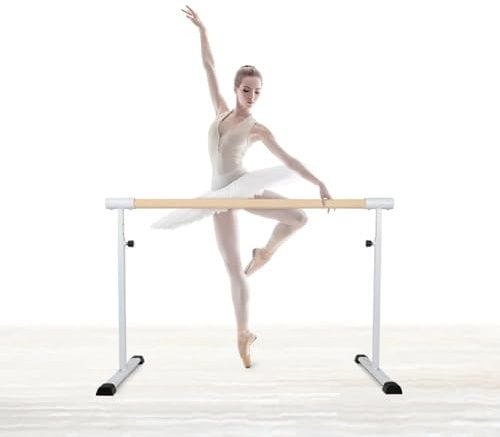 Cannons UK Freistehende, tragbare Ballett-/Stretchstange, 1,1 m Länge, 85–105 cm höhenverstellbar, rutschfeste Füße (Ballettstange)