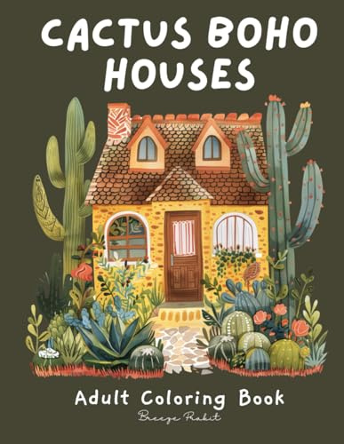 Cactus Boho Houses: A Coloring Book for Adults, House Coloring, Boho Coloring, A Relaxing Coloring for Stress Relief
