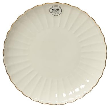 Kaemingk Frühstücksteller Porzellan 20,3cm - Teller mit Relief & Goldrand - Geschirr Speiseteller Kuchenteller Dessertteller - Frühstücksgeschirr Essteller Weiß Gold
