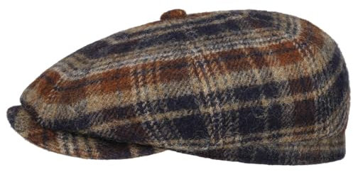 Stetson Hatteras Flat Cap Plaid Shetland Wool Newsboy Checked Men Autumn Winter Navy
