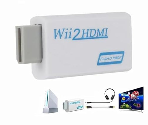 SAMADEX Wii to HDMI Adapter - Convert Wii to HDMI for Smart TV - Nintendo Wii HDMI Converter with 1080p Upscaler - Wii HDMI Cable for Easy Setup - Wii TV Connector HDMI for Enhanced Gaming (White)