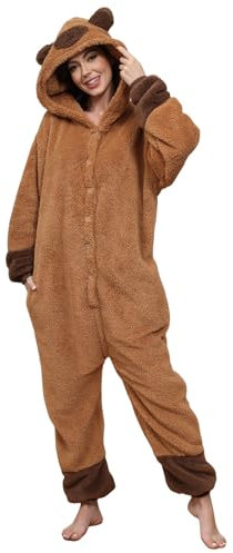 Panda Jumpsuit Damen Tier Oversized Kuschelig Schlafanzug Herren Lang mit Kapuze Reißverschluss Unisex Tier Tierkostüme Nachtwäsche Winter
