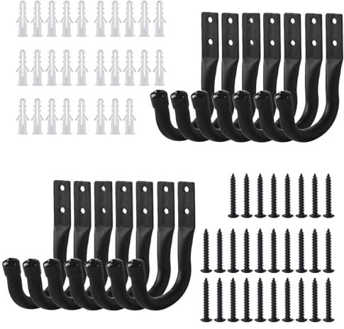 Garage Hooks, 14 Pcs Ladder Storage Hooks for Hanging Heavy Duty Hooks, Wall Mounted Garage Hanger Brackets for Wall Bike Chair Garden Hose Tool Storage