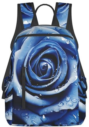 LZQPOEAS Sac à dos de voyage pour ordinateur portable - Sac à dos tendance pour femme et homme - Belle rose bleue - Sac d'ordinateur léger pour la randonnée, noir, One Size