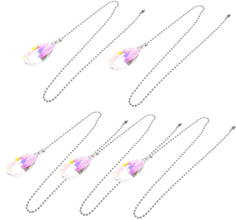 UKCOCO 5piezas Cadena De Tirador Decorativa Para Ventilador De Techo Péndulo De Cristal Extensión De Cadena Para Luz De Techo Adorno Elegante Para Hogar