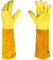 LVYUDS Gartenhandschuhe Dornenfest Frauen Männer Lang Rindsleder Arbeitshandschuhe Blumen Baumschnitt Anpflanzen Kakteen Montagehandschuhe Armschutz Mechaniker Holzbearbeitung(1pcs,M_YELLOW)