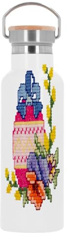Isolierte Edelstahl-Trinkflasche – Ei-Druck im Kreuz-Stitch-Stil – 500 ml
