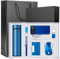 Luxury Gift Set for Fathers Day,Birthdays,Corporate Gifts, with LED Thermos Flask, Pen, USB Flash Drive, Power Bank, Computer Mouse, Key Chain, Card Holder & Book Mark (Blue)