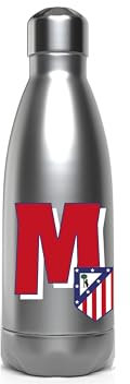 CyP Brands Atlético de Madrid - Botella Agua de Acero Inoxidable, Cierre Hermético, con Diseño Letra M en Rojo, 550 ml, Color Metalizado, Producto Oficial